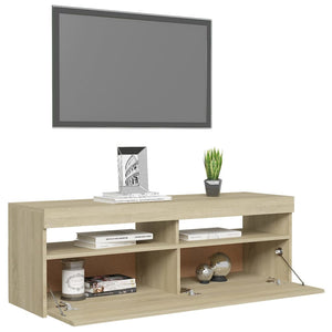 TV-bänk med LED-belysning sonoma-ek 120x35x40 cm