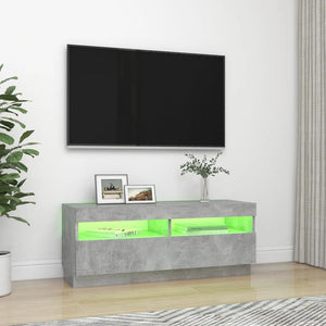 TV-bänk med LED-belysning betonggrå 100x35x40 cm