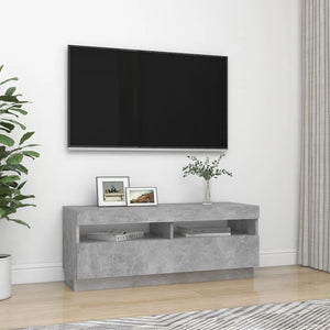 TV-bänk med LED-belysning betonggrå 100x35x40 cm