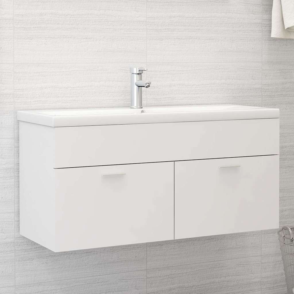 Tvättställsskåp vit 100x38,5x46 cm konstruerat trä