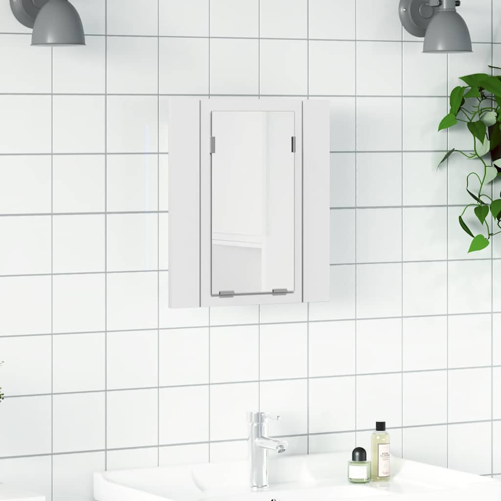 Spegelskåp med LED vit 40x12x45 cm akryl