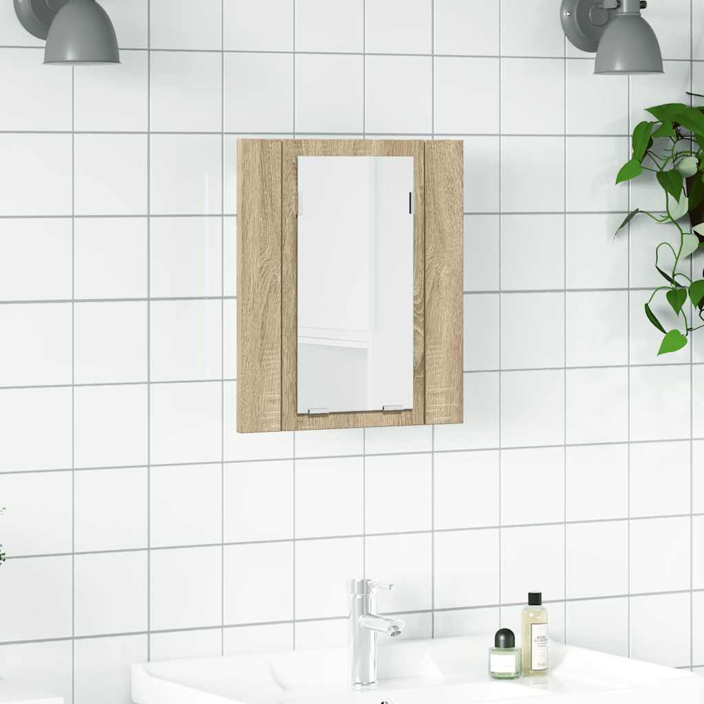Spegelskåp med LED sonoma-ek 40x12x45 cm akryl