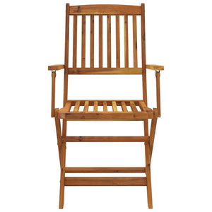 Hopfällbar matgrupp för trädgården 7 delar massivt akaciaträ