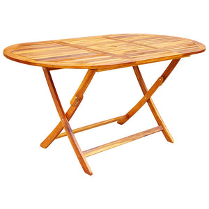 Hopfällbar matgrupp för trädgården 7 delar massivt akaciaträ