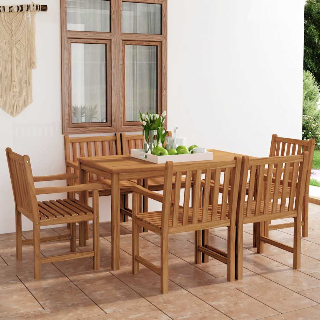 7-delad trädgårdsmatgrupp 140x80 cm massiv teak