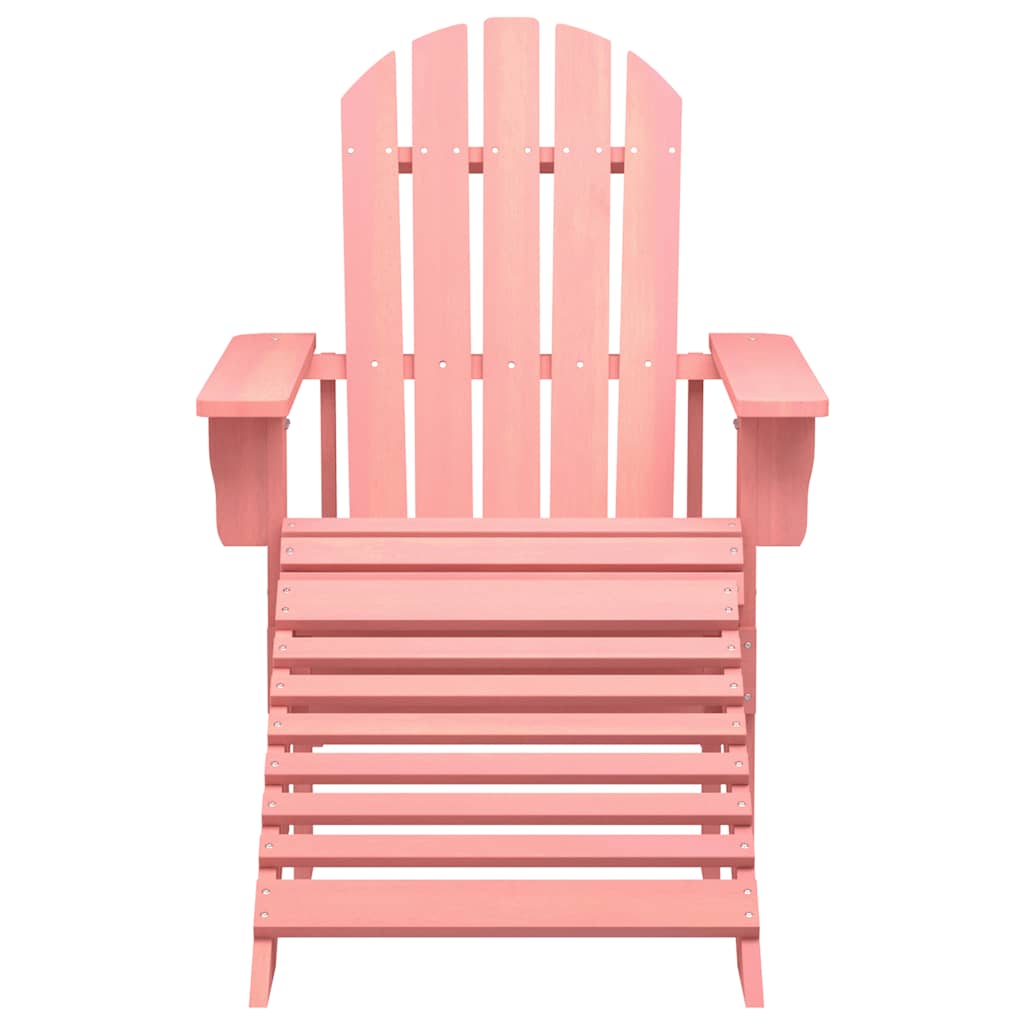 Adirondackstol med fotpall massivt granträ rosa