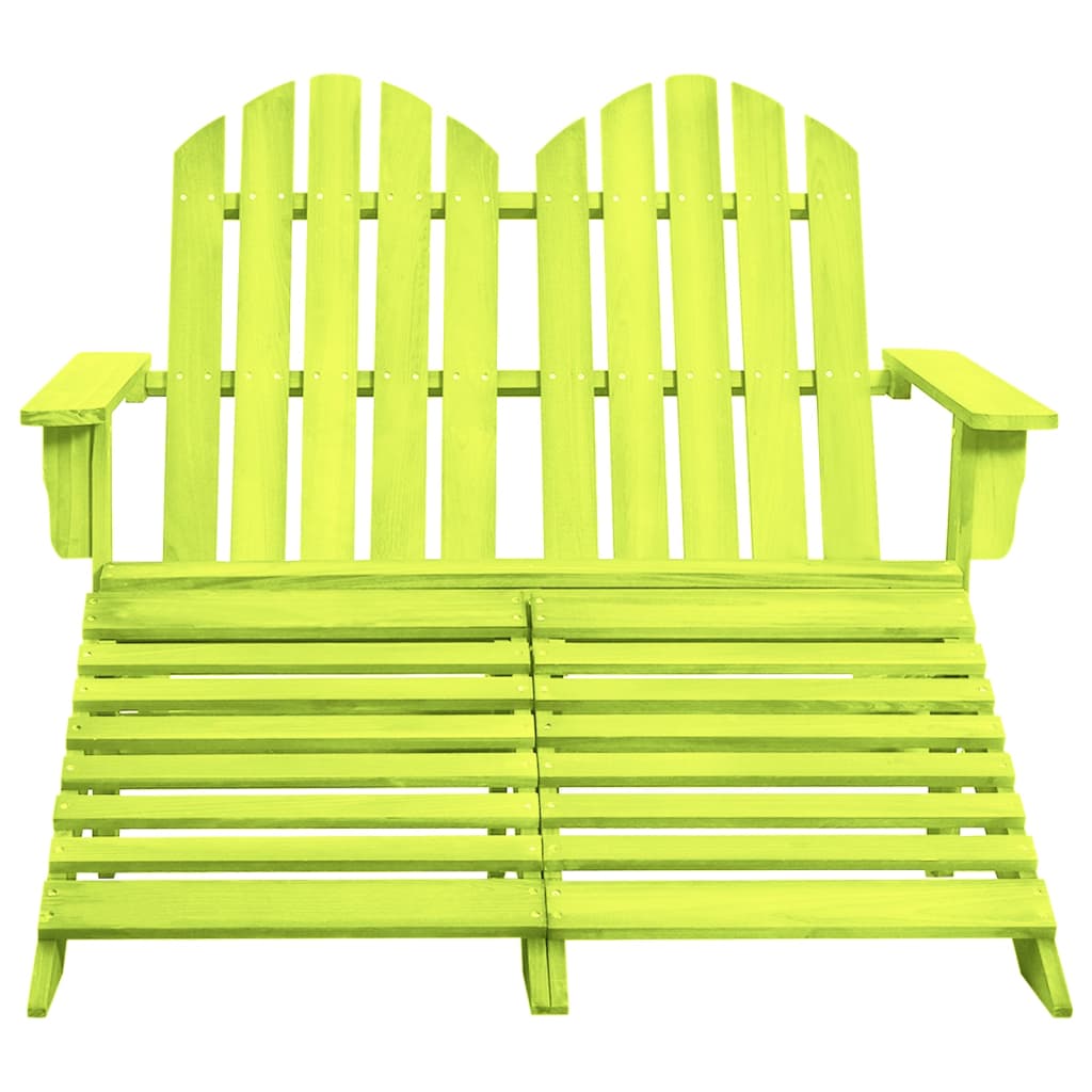 Adirondackstol med fotpall 2-sits granträ grön