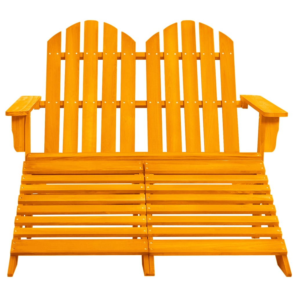 Adirondackstol med fotpall 2-sits granträ orange