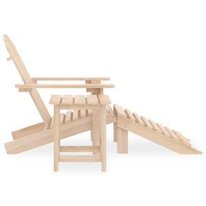 Adirondackstol med fotpall och bord massivt granträ