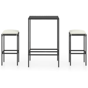 Bargrupp för trädgården med dynor 3 delar konstrotting svart