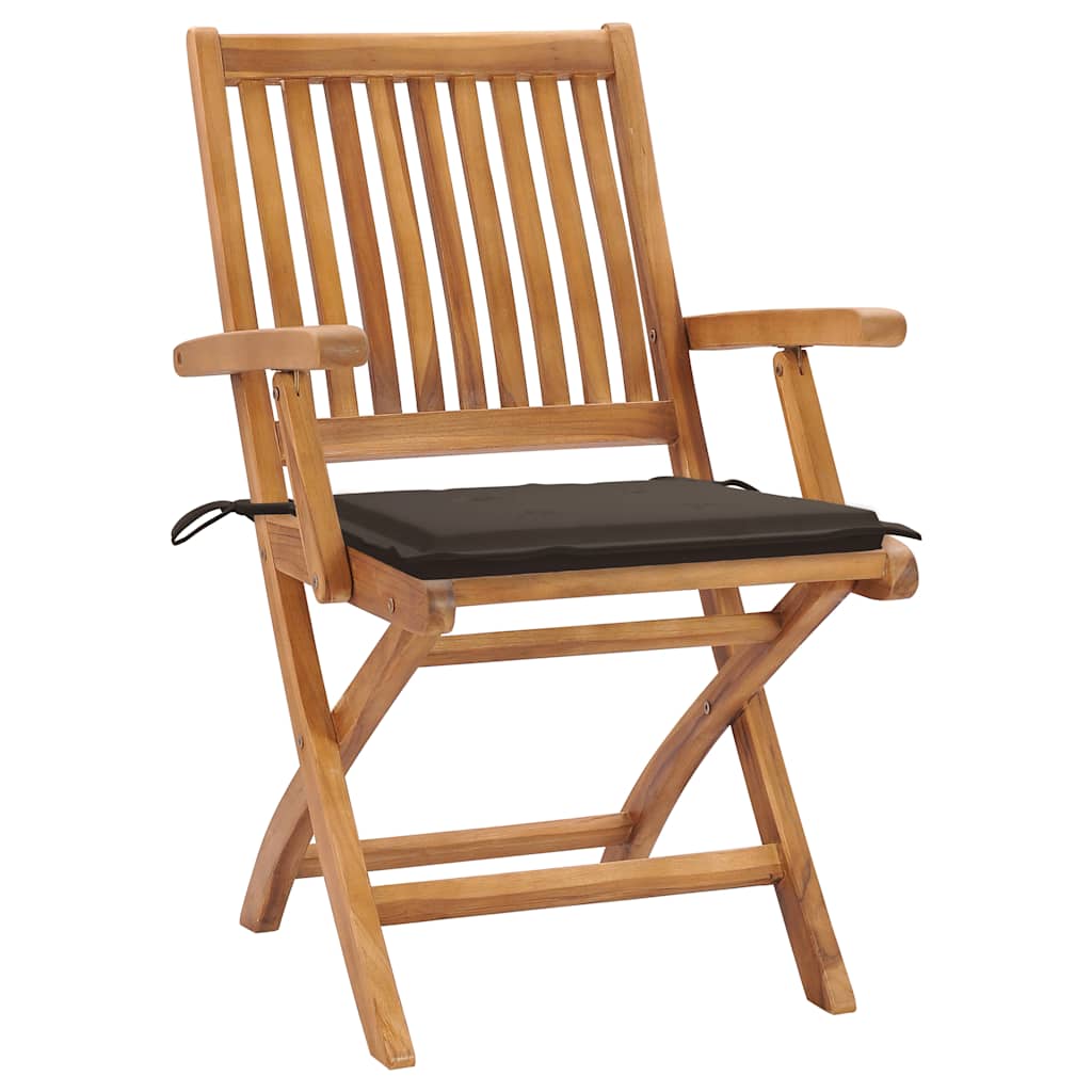 Trädgårdsstolar 2 st med taupe dynor massiv teak