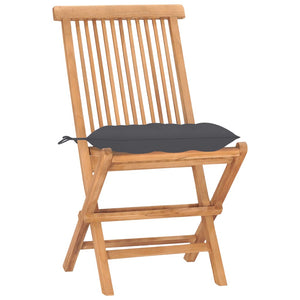 Hopfällbar matgrupp med dyna för trädgården 3 delar massiv teak