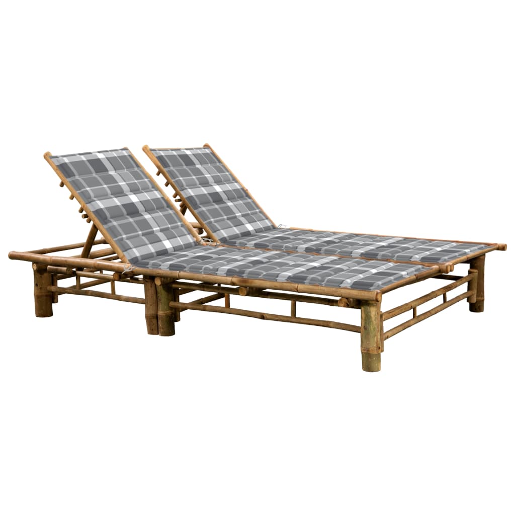 Solsäng med dynor 2 personer bambu