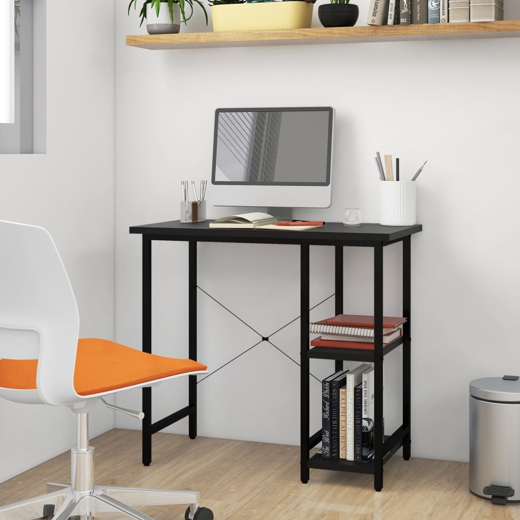 Datorbord svart 80x40x72 cm MDF och metall