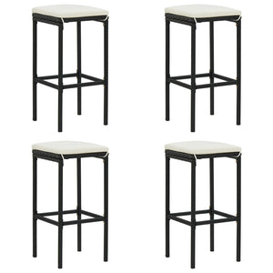 Bargrupp för trädgården med dynor 5 delar konstrotting svart