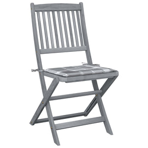 Hopfällbara trädgårdsstolar med dynor 6 st massivt akaciaträ