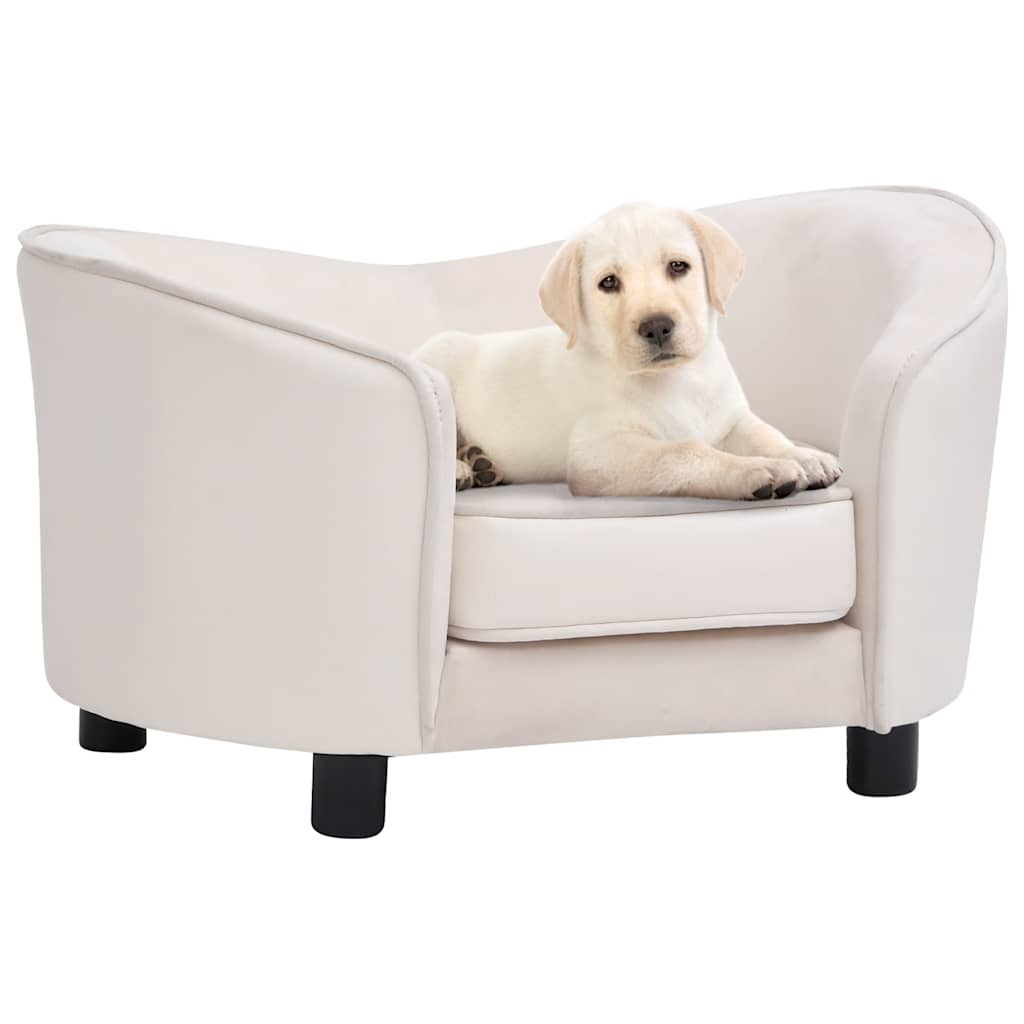 Hundsoffa gräddvit 69x49x40 cm plysch och konstläder