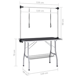Trimbord för hundar med 2 koppel och korg