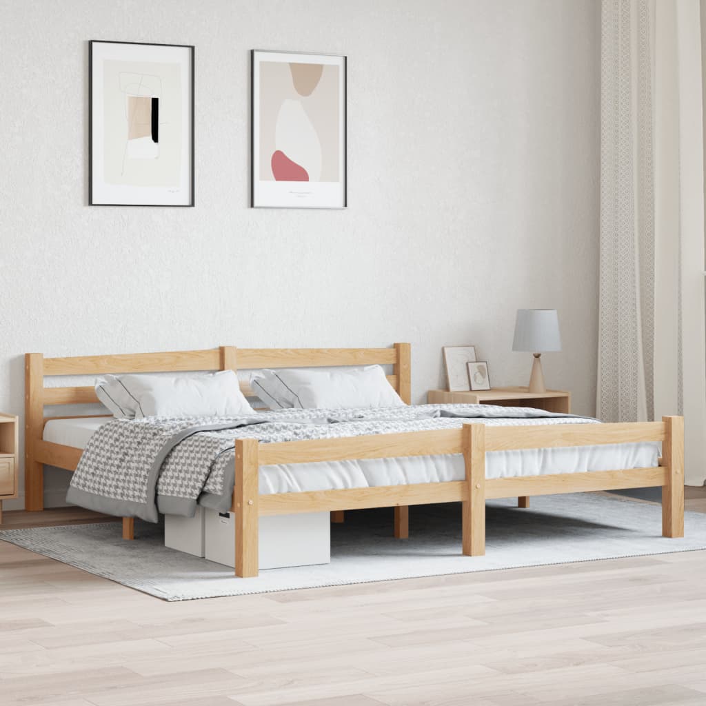 Sängram utan madrass massiv furu 180x200 cm
