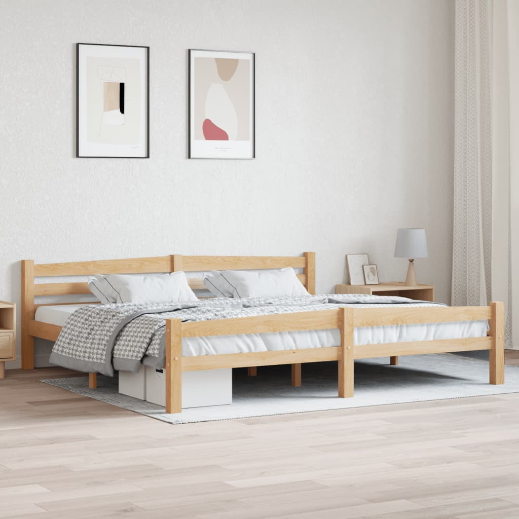 Sängram massiv furu 200x200 cm