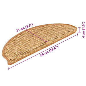 Trappstegsmattor självhäftande sisal 15 st 65x21x4 cm sisal