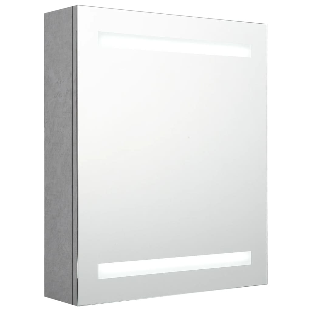 Spegelskåp med LED betonggrå 50x14x60 cm