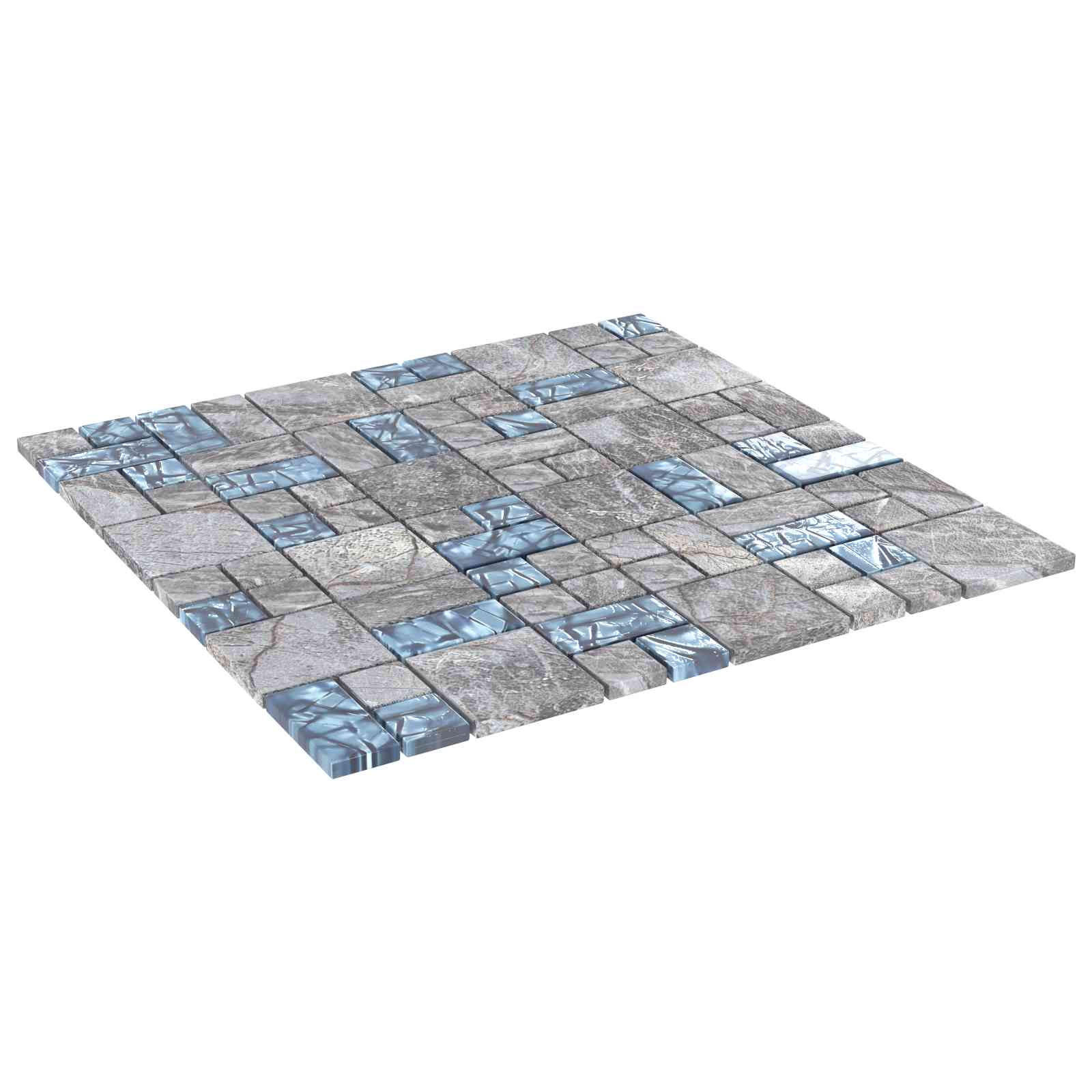 Mosaikplattor 11 st 50 x 50 cm Grå och Blå Glas