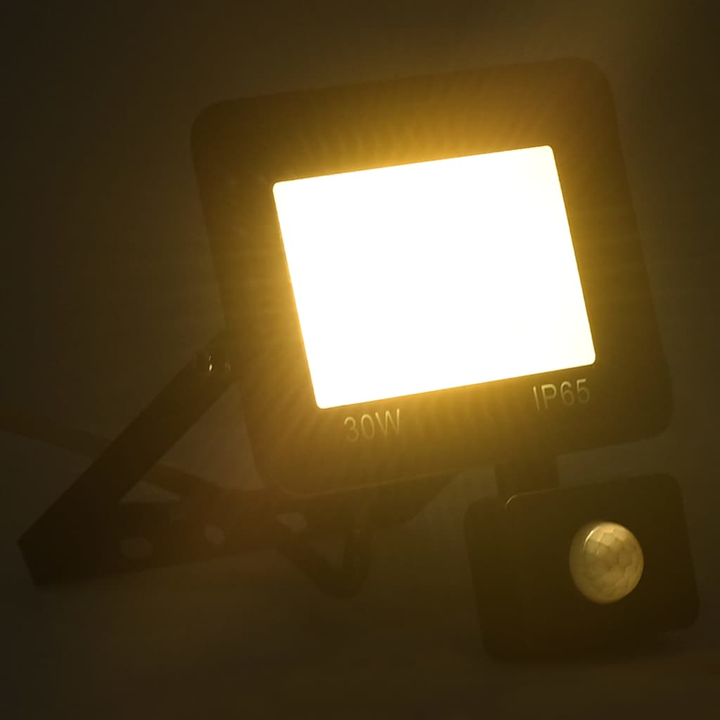 Strålkastare med sensor 30 W LED varmvit