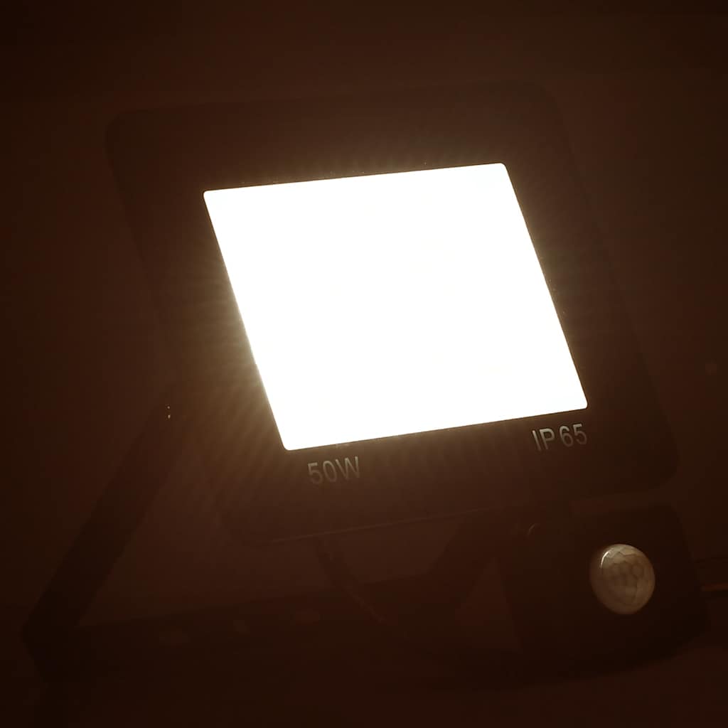 Strålkastare med sensor 50 W LED varmvit