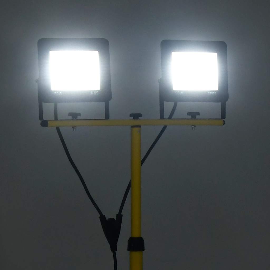 Strålkastare med stativ 2x50 W LED kallvit