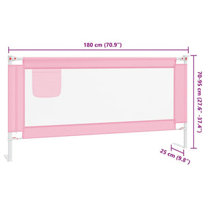 Sängskena för barn rosa 180x25 cm tyg