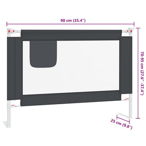 Sängskena för barn mörkgrå 90x25 cm tyg