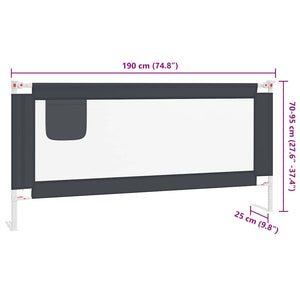 Sängskena för barn mörkgrå 190x25 cm tyg