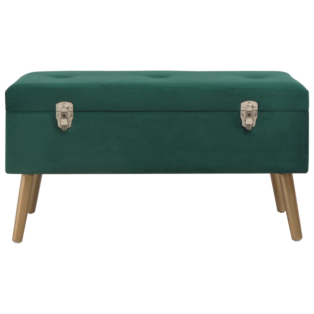 Bänk med förvaringsutrymme 80 cm grön sammet