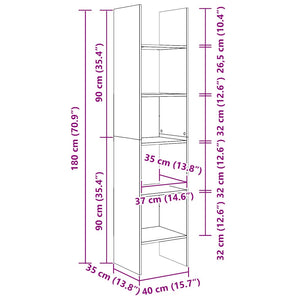 Bokhylla vit 40x35x180 cm konstruerat trä