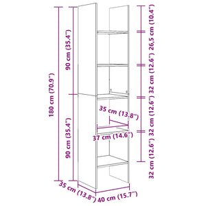 Bokhylla sonoma-ek 40x35x180 cm konstruerat trä