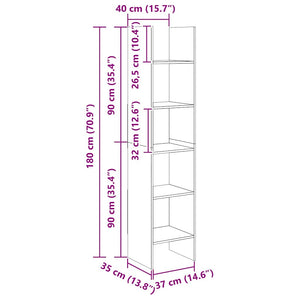 Bokhylla betonggrå 40x35x180 cm konstruerat trä