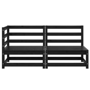 Loungegrupp för trädgården 2 delar svart massiv furu