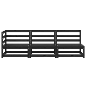 Loungegrupp för trädgården 3 delar svart massiv furu