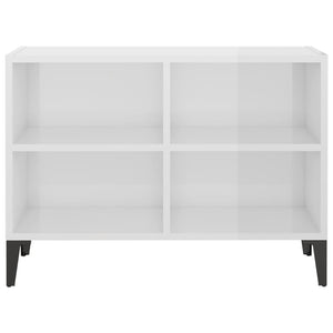 TV-bänk med metallben vit högglans 69,5x30x50 cm