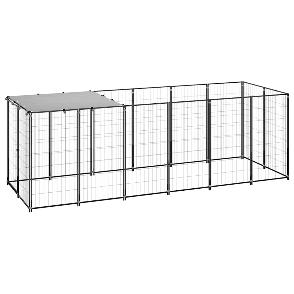 Hundgård svart 330x110x110 cm stål