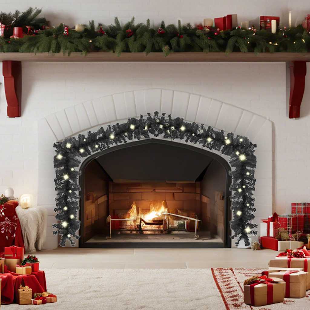 Julgirlang med LED-lampor 20 m svart