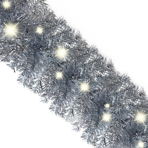 Julgirlang med LED-lampor 10 m silver