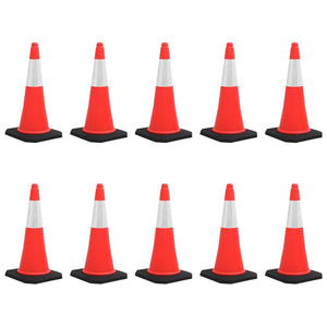 Reflekterande trafikkoner med tung bas 10 st 75 cm