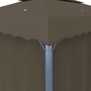 Paviljong med draperi och ljusslinga LED 4x3 m taupe