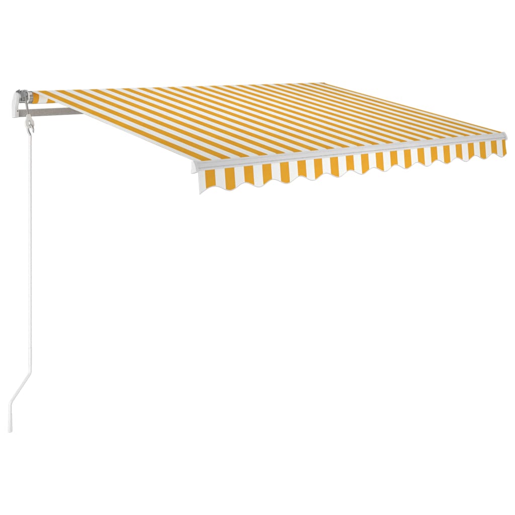 Automatisk markis med vindsensor & LED 300x250 cm gul/vit