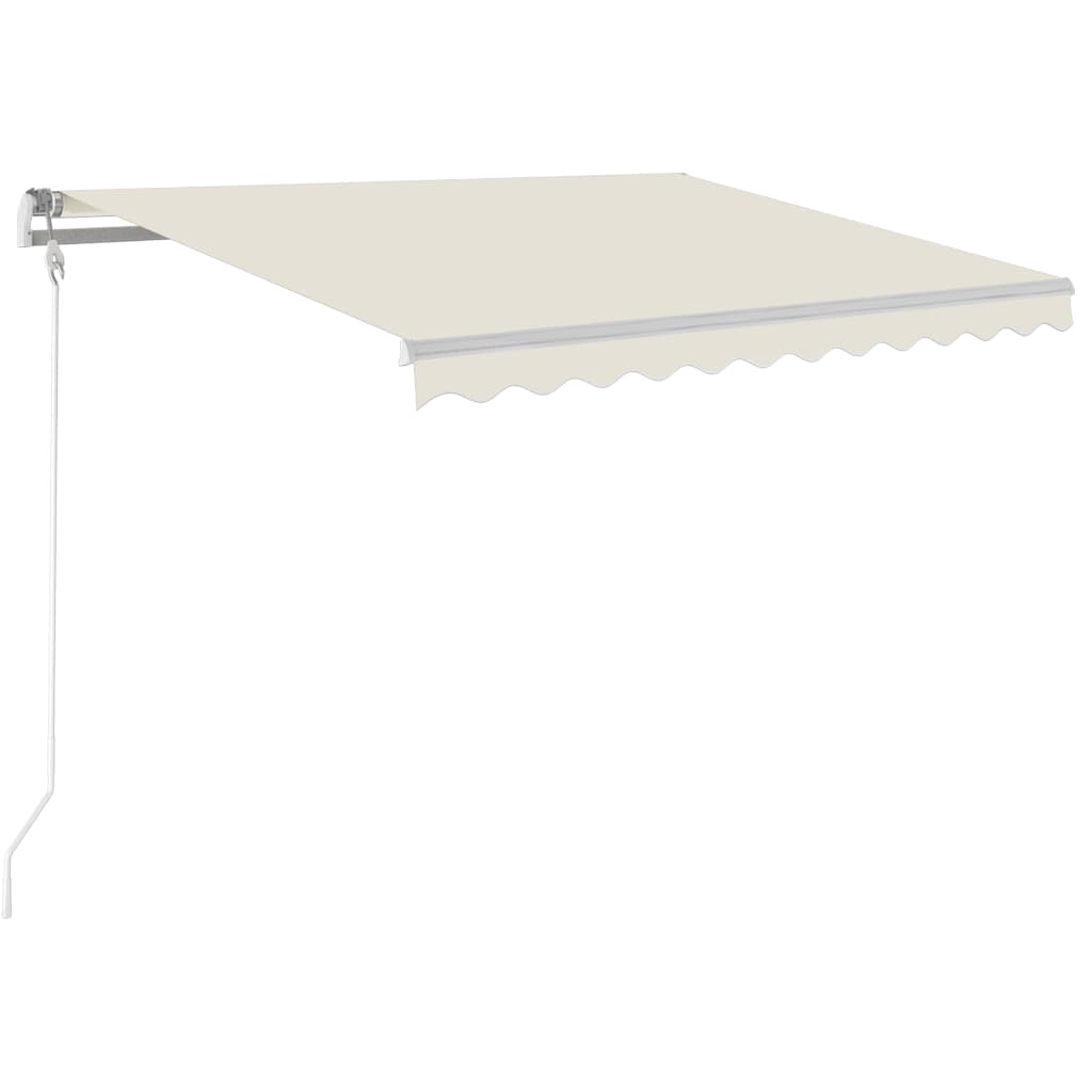 Automatisk markis med vindsensor & LED 350x250 cm gräddvit