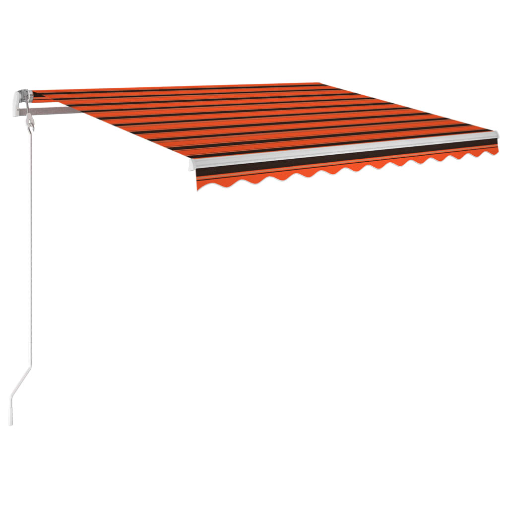 Automatisk markis med vindsensor & LED 350x250 cm orange/brun