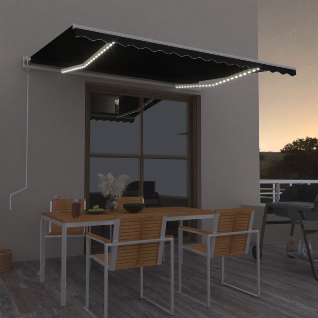 Automatisk markis med vindsensor & LED 400x300 cm antracit