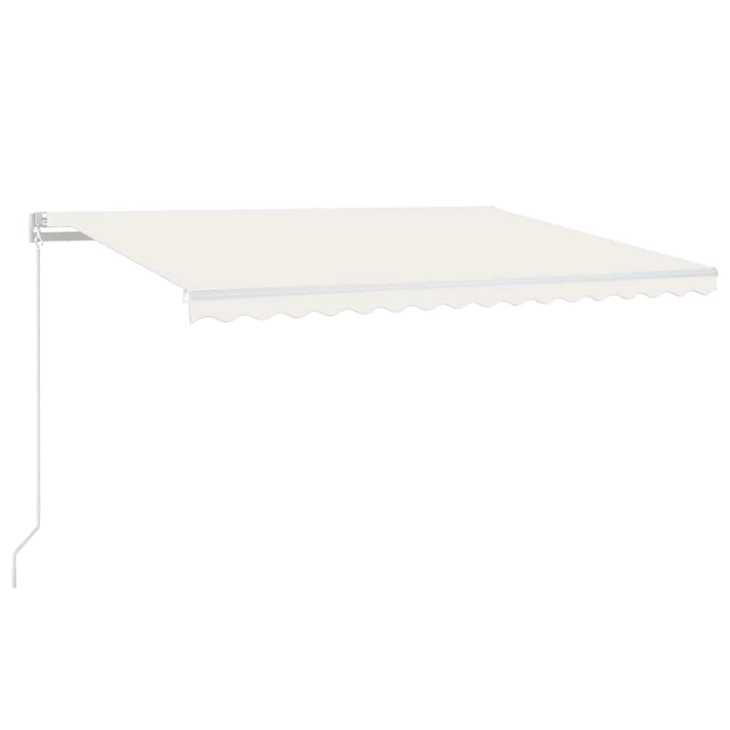 Automatisk markis med vindsensor & LED 450x300 cm gräddvit